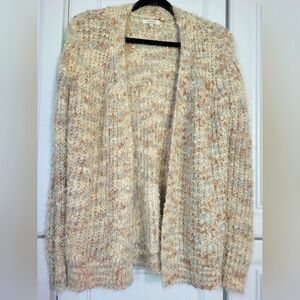 Maurices Cozy Cream and Tan Women's Knit Cardigan, Size Medium M